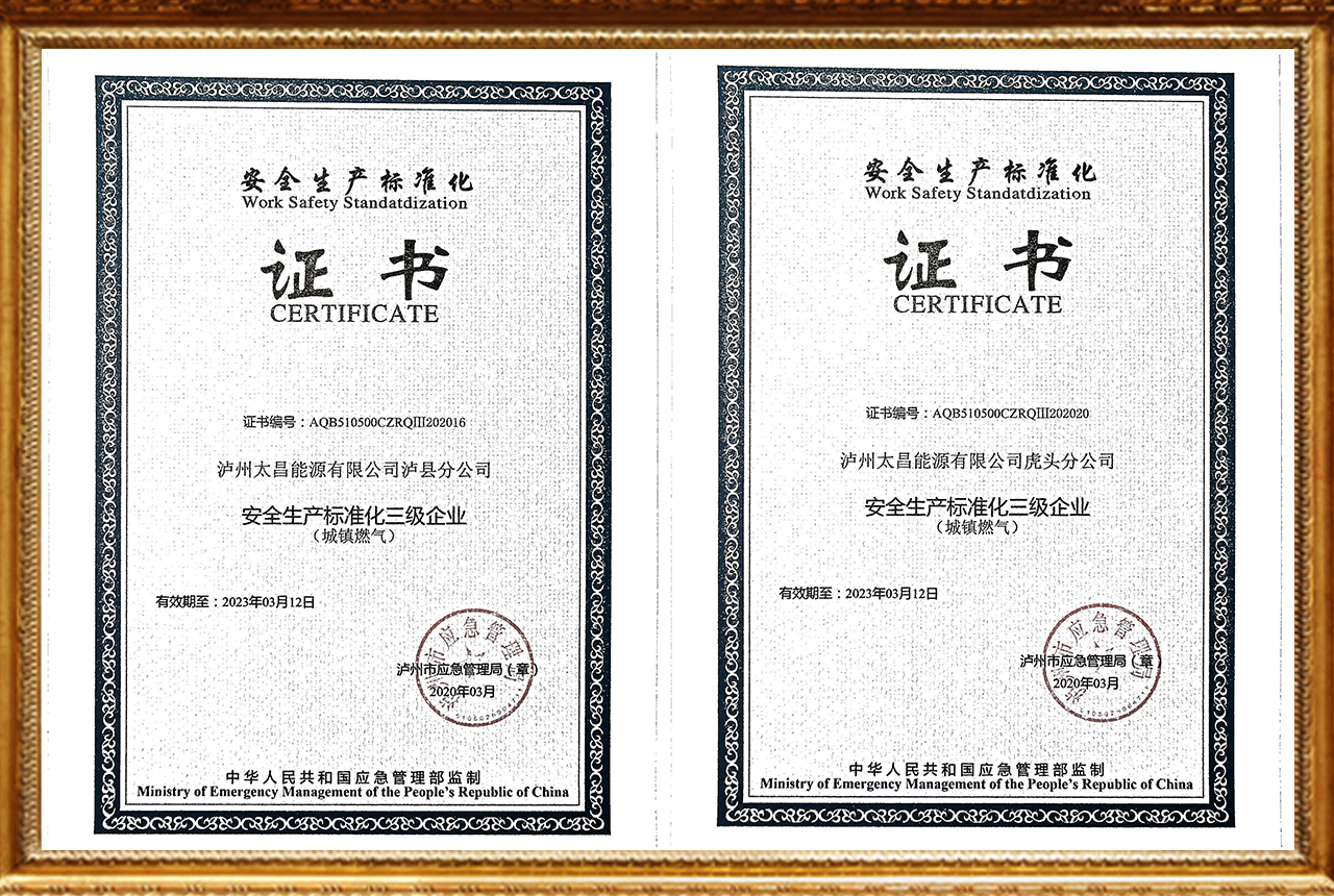 安全生產(chǎn)標(biāo)準(zhǔn)化三級(jí)企業(yè)(瀘縣/虎頭)